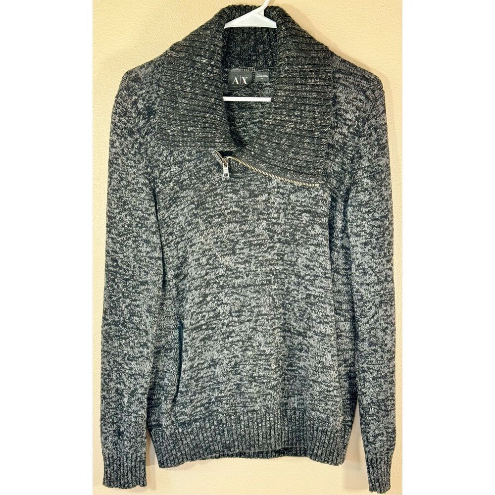 Armani Exchange Alpaca Wool Blend High Collar Quarter Zip Men's Sweater Small